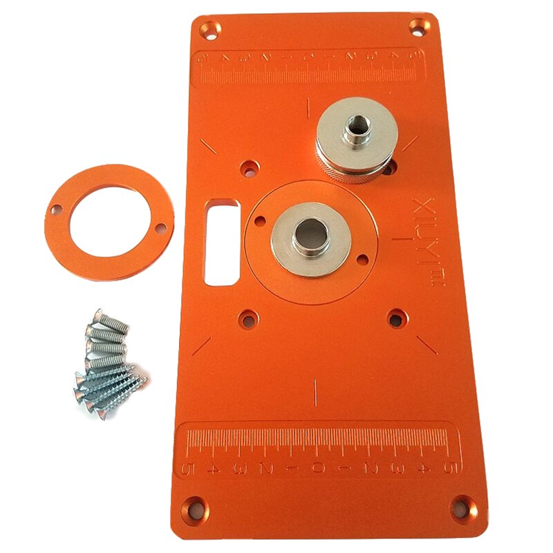 Aluminum Router Table Insert Plate with Bushing Ring Screw Trimming Machine Flip Plate for Woodworking Benches Trimmer