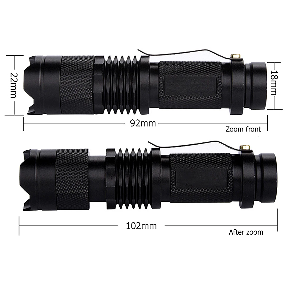 Nueva Mini linterna LED CREE Q5 de 2000 lúmenes AA/14500 linterna de enfoque con Zoom ajustable linterna impermeable para exteriores