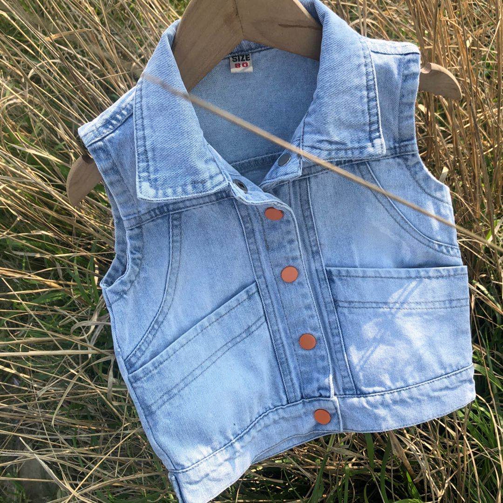 1-8T Baby Westen Jungen Mädchen Jeans Baby Jacke Denim Weste Oberbekleidung freundlicher Kleidung Frühling Herbst Kleidung freundlicher weste Spitzen