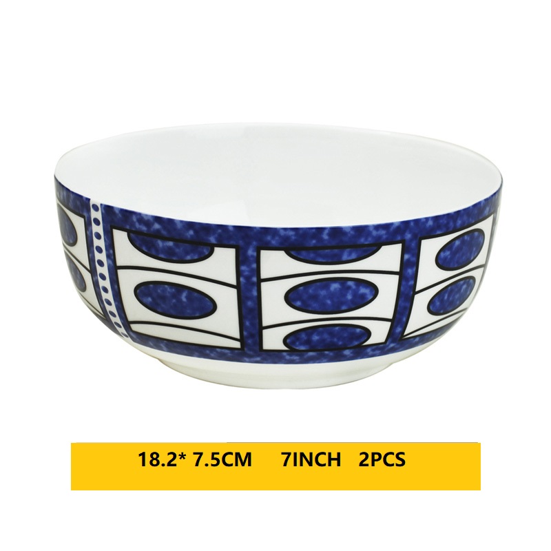 Talerze obiadowe sztućce talerze obiadowe wysokiej jakości zestaw talerzy niebieskie ładne ceramiczne naczynia świąteczne: 2 szt. 7 cale