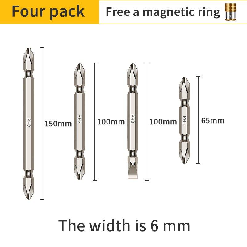 Multi-Function set electric screwdriver electric drill head send strong magnetic ring Drill drill bit: 4 PCS