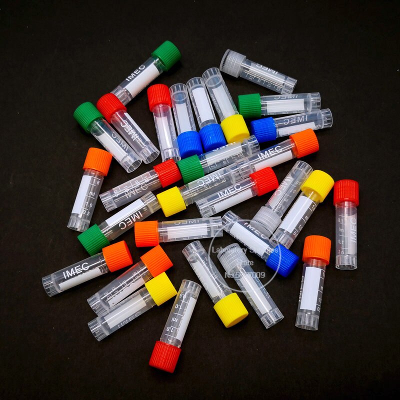 50 Stuks 1.8 Ml Afgestudeerd Lab Plastic Bevriezing Buis Cryo Conserveermiddel Tube Sample Cryovial Met Cover