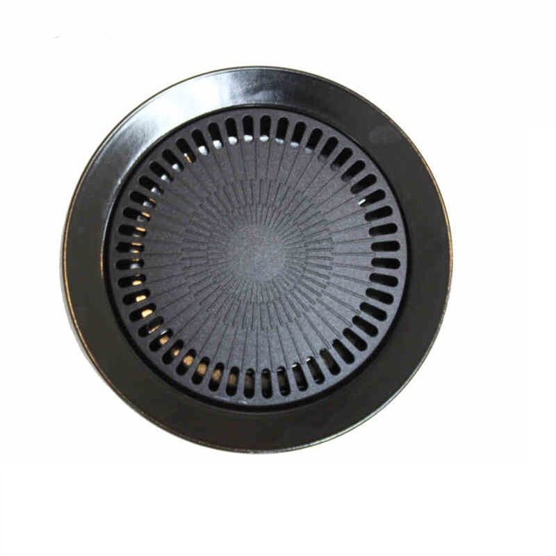 D32cm Smokeless Barbeque Grill for Household Gas Stove Indoor Black Stove Top Grill Porcelain Enameled Brazilian Grill Pan
