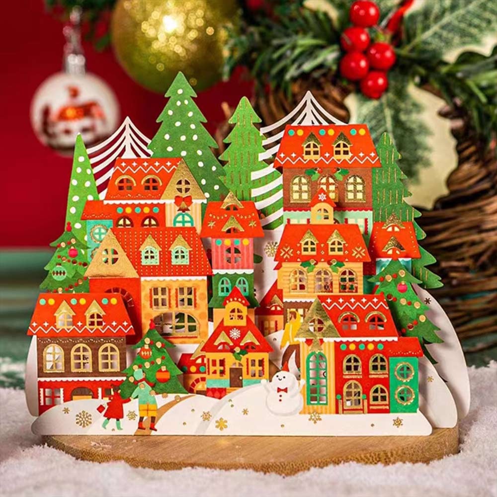 Papirjulekort 3d med konvolutt, håndverk, Gud jul-velsignelseskort, forgylt pop-opp-papirutskjæringspostkort: Gul