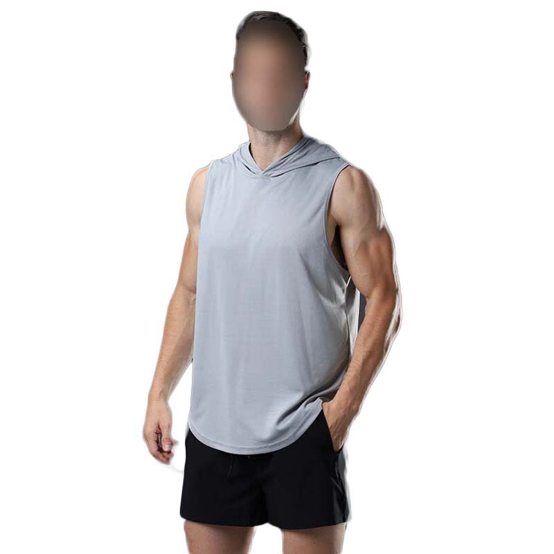 Sport Vest Mannen Zomer Sneldrogende Losse Fitness Fietsen Basketbal Training Hooded Fitness Vest