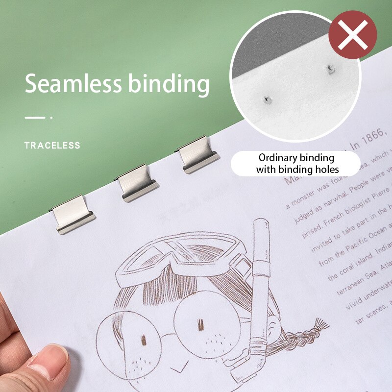 Push Clip Stapler Staple Remover Binder Push Clamp File Folder Dispenser Paper Clips Office Supplies Set Seamless Stapler