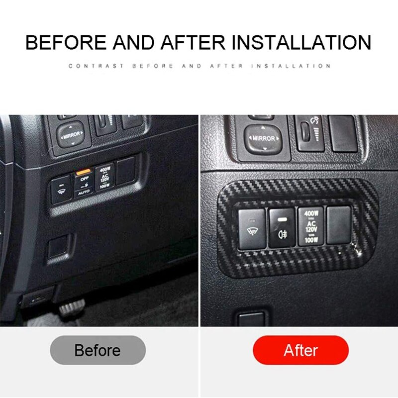 Carbon Fiber Left Center Console Switch Buttons Cover Trim Frame Car Inner Accessories for Toyota 4Runner