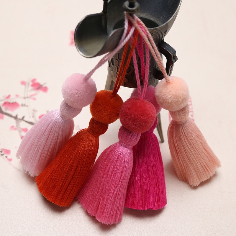 6Pcs Pompon Ball Tassel Fringe DIY Keychain Bag Jewelry Making Charms Curtain Pendant Accessories Crafts Hanging Tassels Trim
