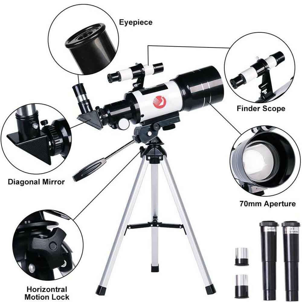 F30070 Astronomical Telescope with Star Finder HD Outdoor Night Vision Star-shaped Lunar Observation Telescope