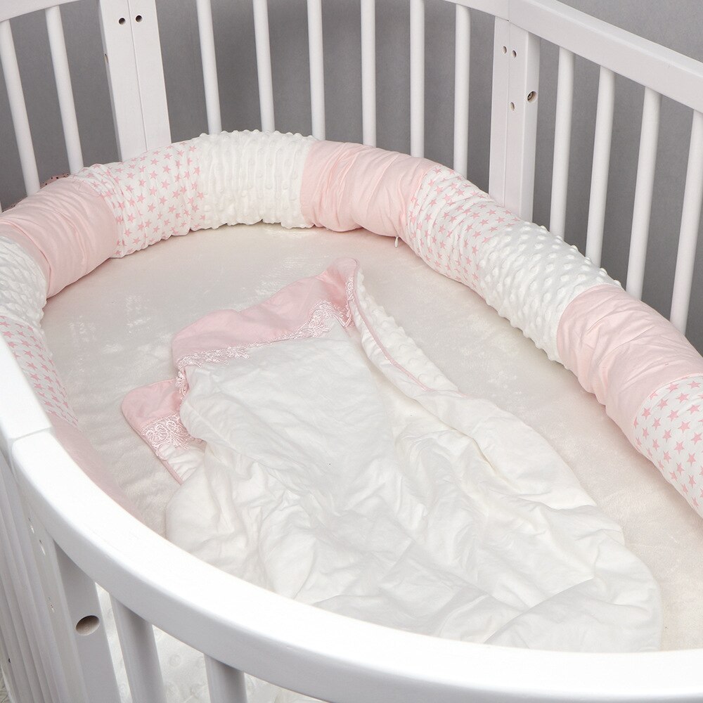 Baby Krippe Stoßfänger Baumwolle Zauber Farbe Babybett Stoßstangen Schutz Kleinkind Bettwäsche Kissen freundlicher Wiege Bett Neugeborenen Schlafzimmer Dekor BTN041: BTN041-Rosa