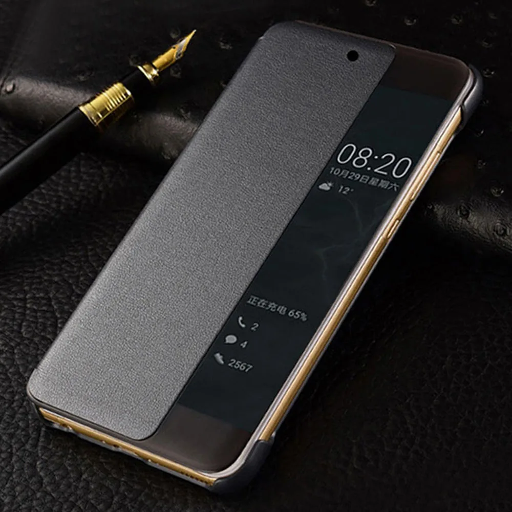 Smart View Case For Huawei P30 Lite P30Pro P40 Pro P50 Auto Sleep Wake Up Flip Cover Phone Cases For Huawei P20 Pro Fundas Capa: Carbon Fiber / Dark Grey