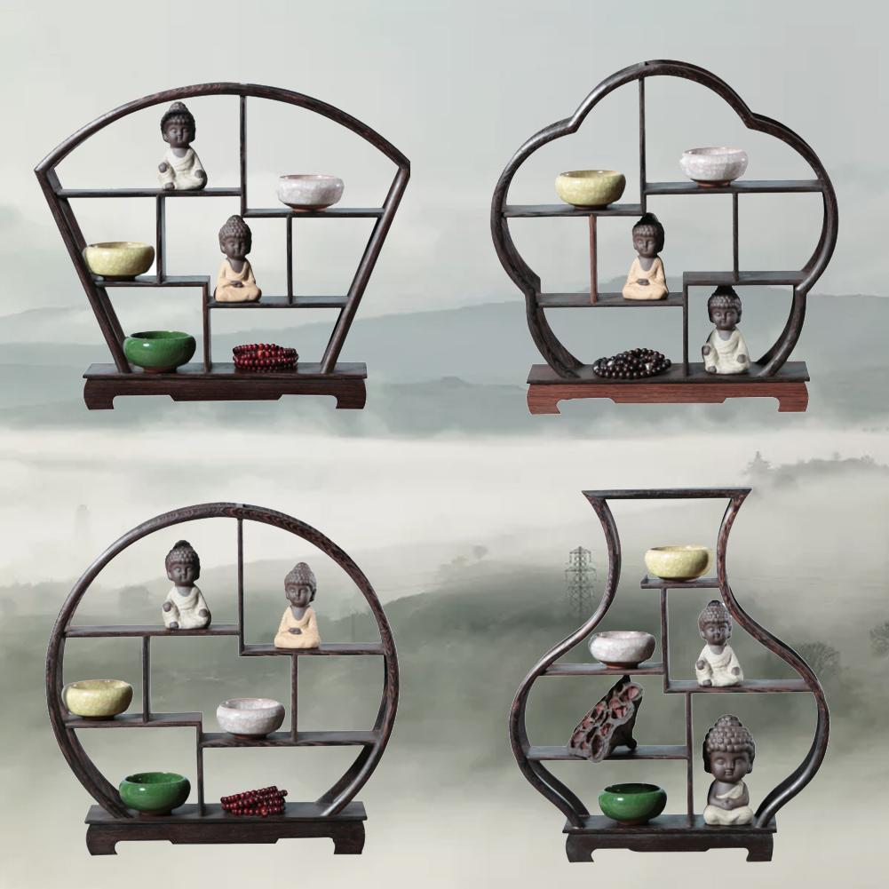 Delicate Solid Wood Antique Display Frame Wooden Display Shelf Chinese Style Door Frame Made Antique Shelf