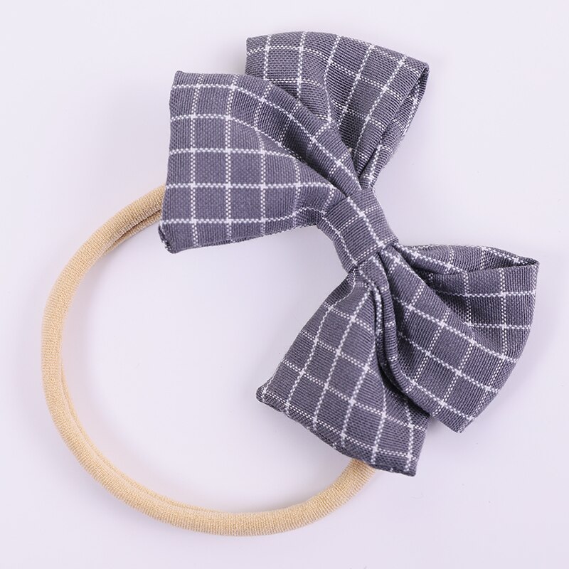 Nette Plaid Nylon Baby Stirnbänder Für Mädchen Baumwolle Leinen Bogen Handgemachte Elastische Knoten Baby Hairband Stirnband Neugeborenen Haar Zubehör: 2