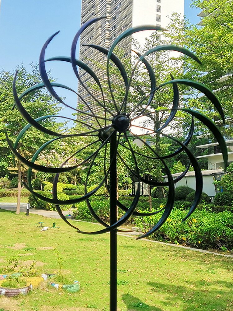 Garten Eisen Windmühle Doppel Schicht umlaufend Handwerk Metall Material Regenbogen Eisen Windmühle Hohe Gartengeräte