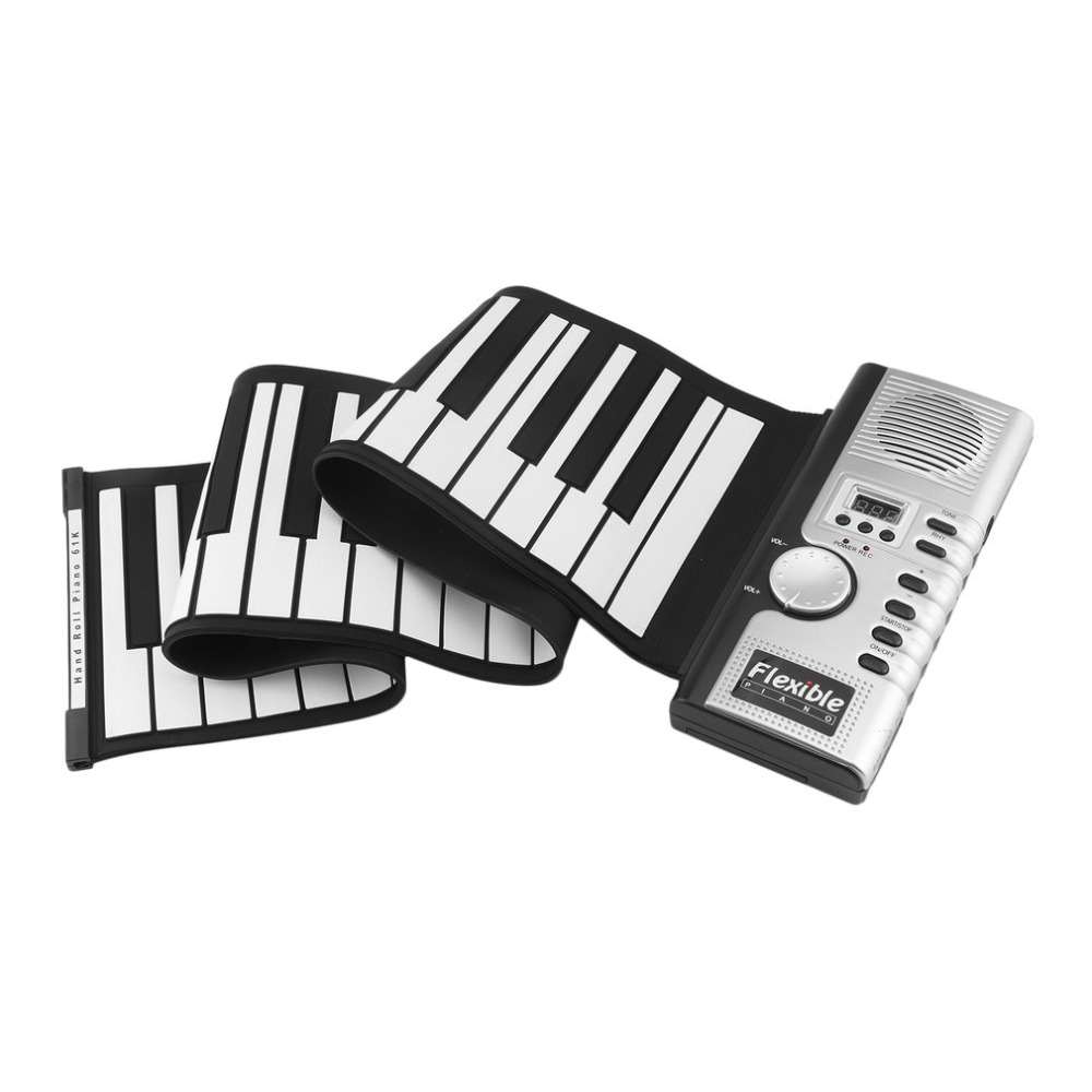 Waterproof Rechargeable Digital Keyboard Piano 61 Keys 128 Tones Portable Flexible Electronic Roll Up Piano Built-in Speaker