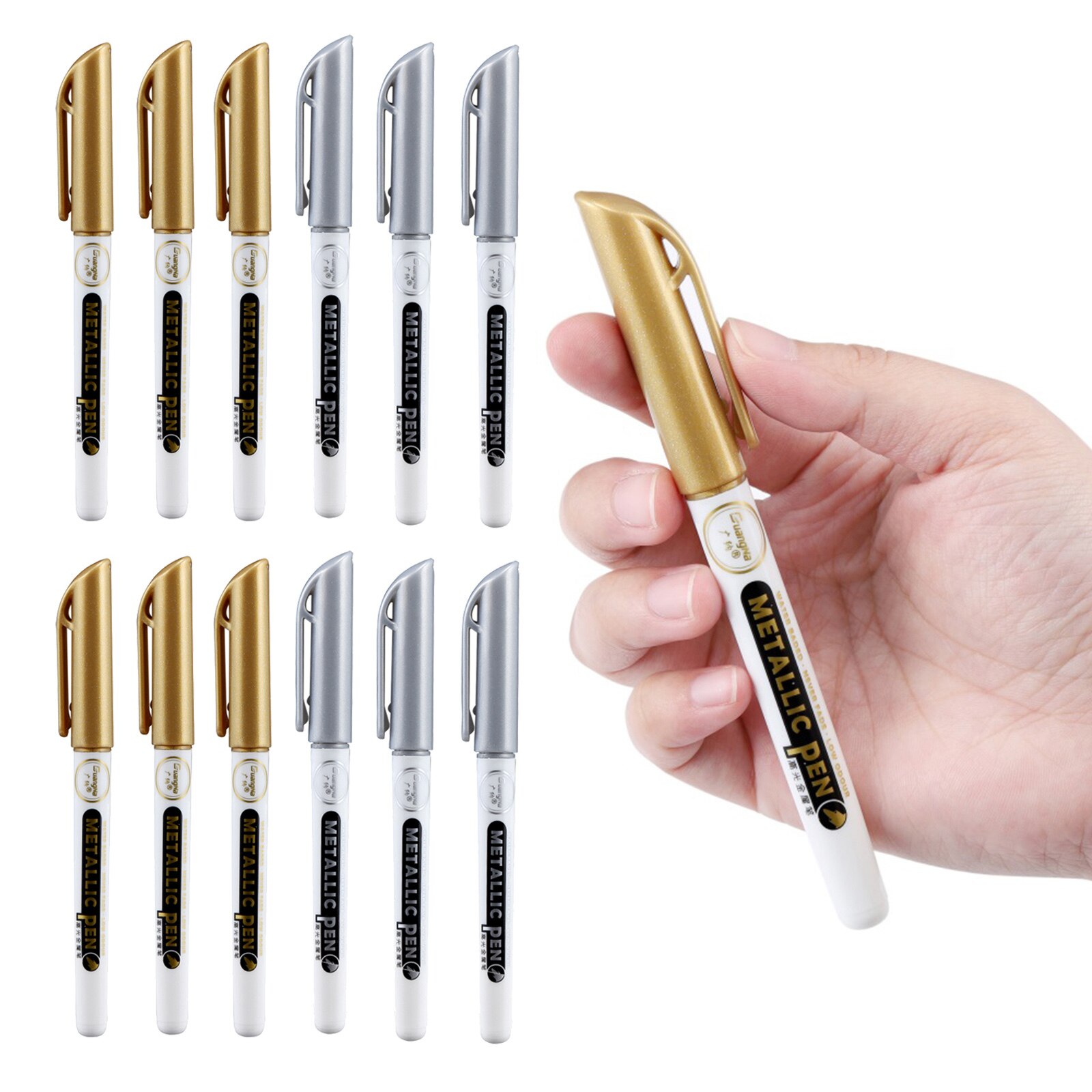 Set of 12 Epoxy Resin Metallic Marker Writing Paint Pen for Wall Craft