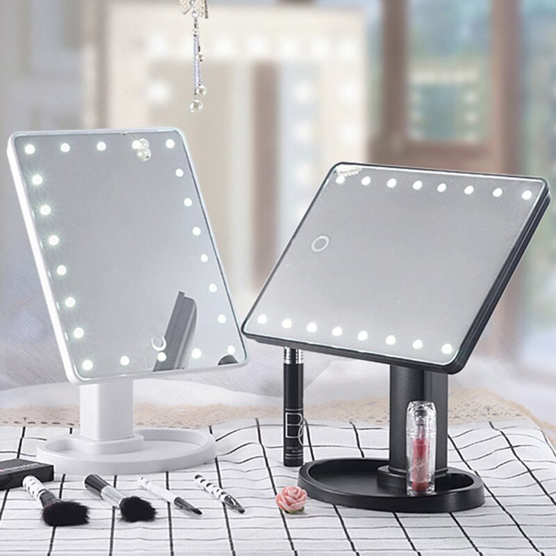 360 Degrees Rotation Makeup Mirror Adjustable 16/22 Leds Lighted LED Screen Portable Luminous Cosmetic Mirrors hh88
