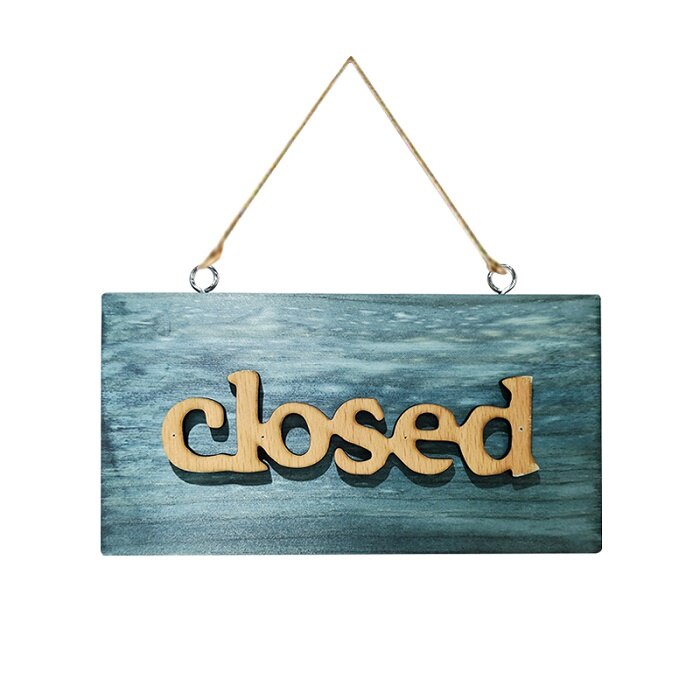 Home Hotel Restaurant Decorative Plaques & Signs Open Closed Welcome Letters Pattern Hanging Rectangle Wood Board: Closed