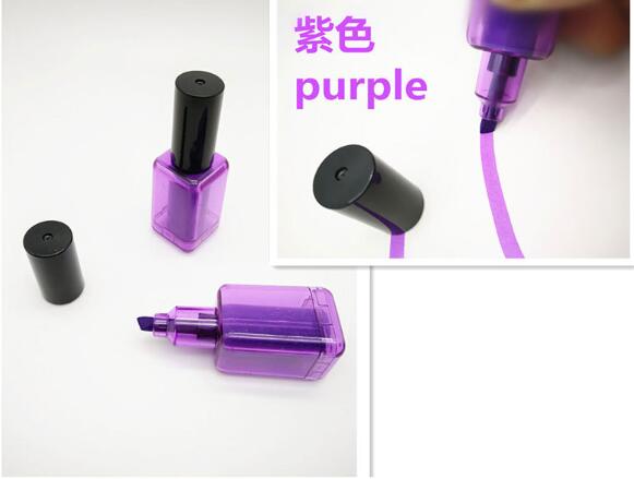 1 stk farvet highlighter markør graffiti tusch neglelak nyhed papirvarer maling sød dejlig kawaii smuk: Lilla