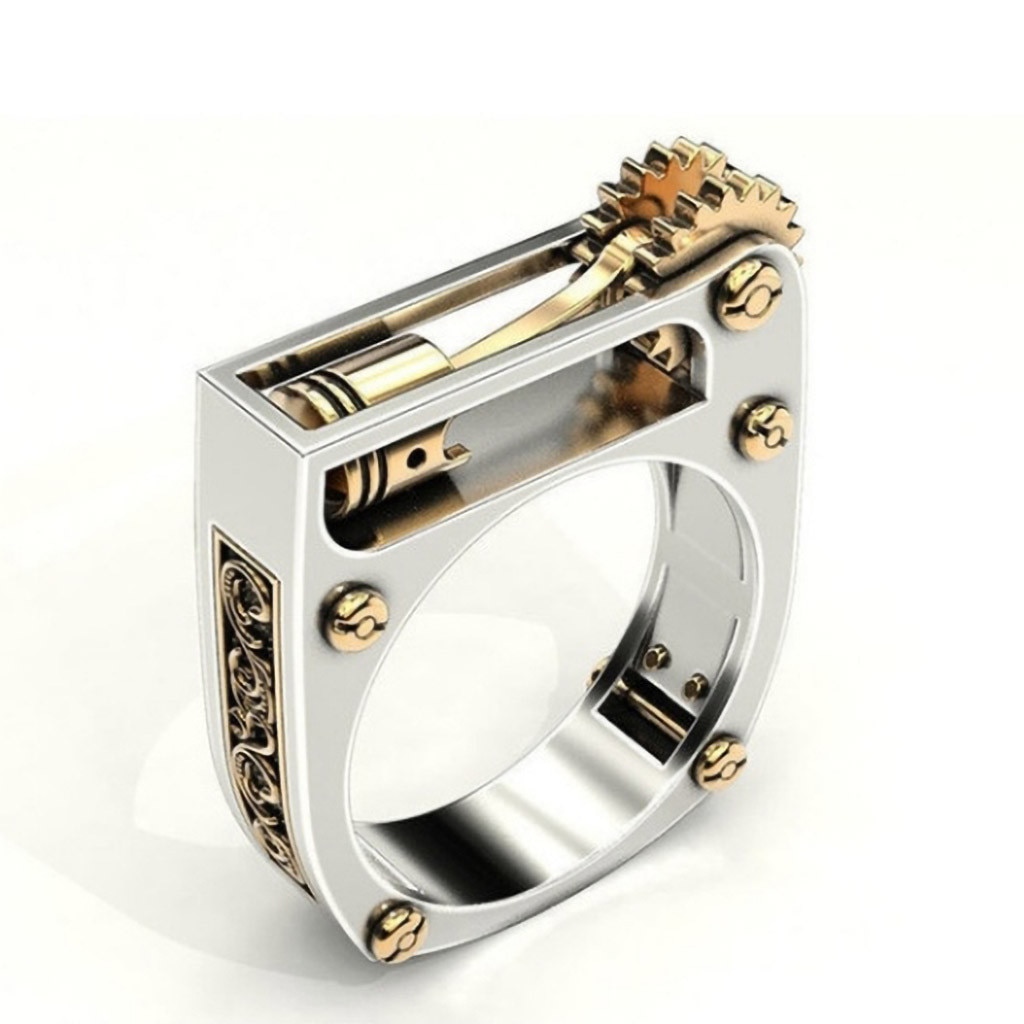 Mechanische Ring Carving Handwerk Motorrad Einzylinder Motor Ring Größe 6-10 ringe für frauen ring männer bague femme