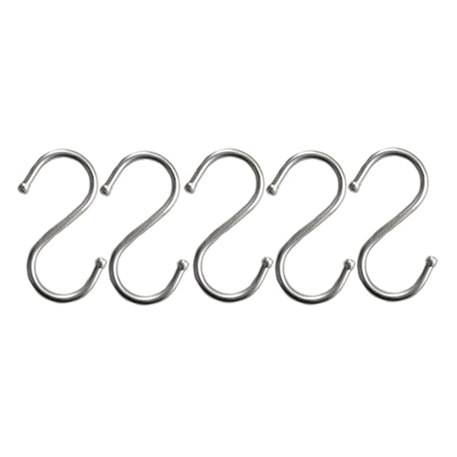 Set of 5, Heavy-duty Stainless Steel S Hooks, Kithcen Rod Hook Purse Hanger Bathroom Towel Basin Hanger, Max. Load 10kg