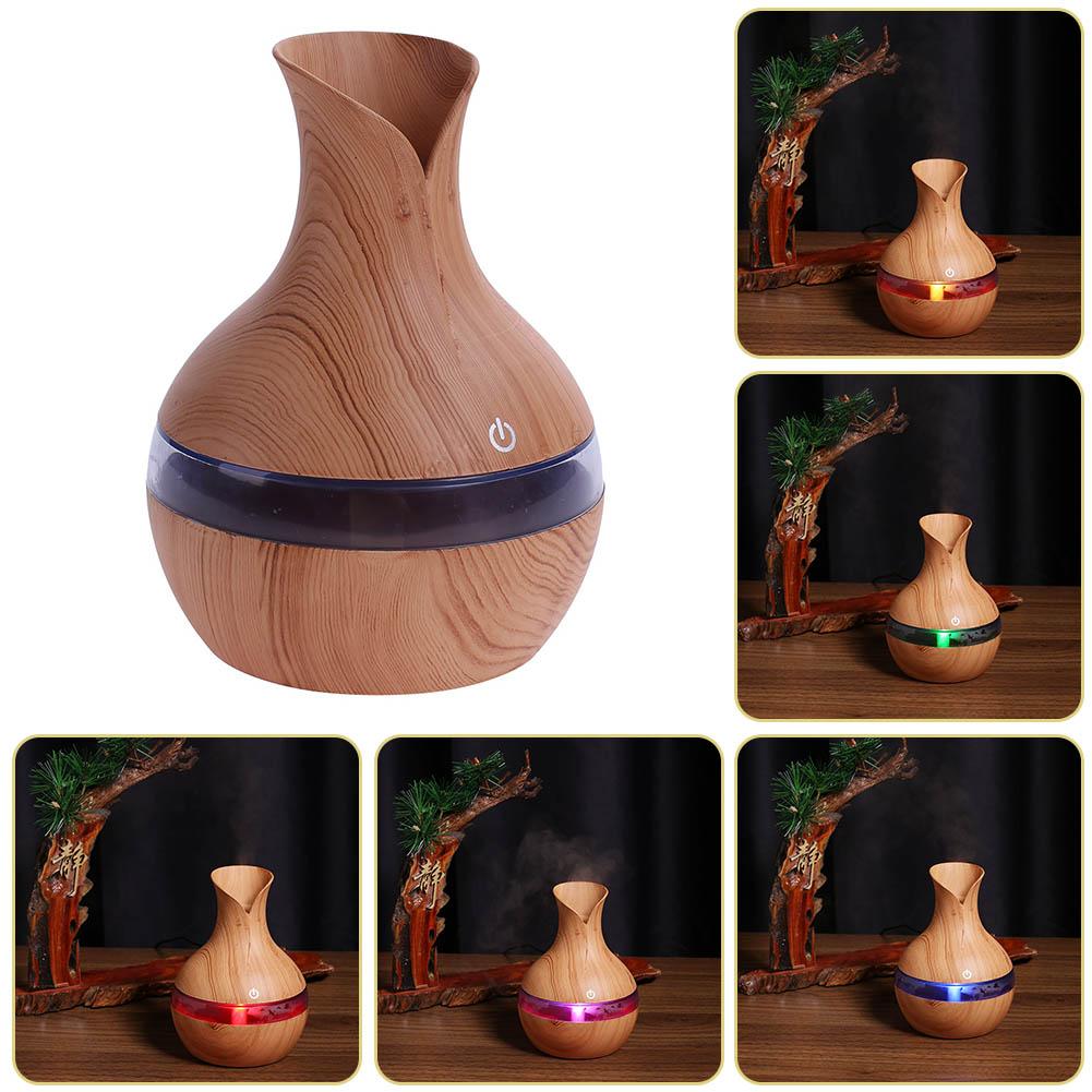 Ultrasonic Mini 200ML Wooden Aromatherapy Humidifier 7 Color LED Light Diffuser USB Smart Sensor Touch Wood Grain Humidifier