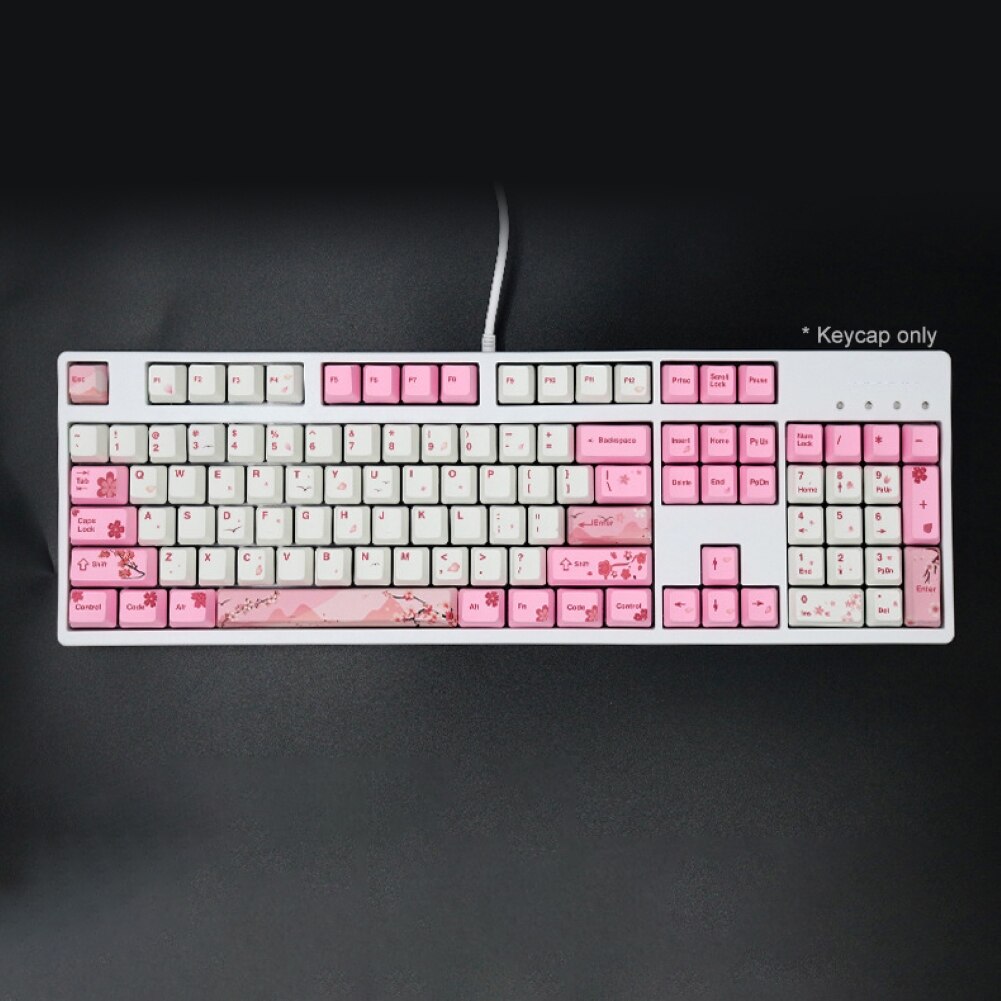 104 Keys Mechanical Keyboard Key Caps Pink Sakura Pattern Mechanical Keyboard Replacement Keycap Key Caps Keyboard Accessories