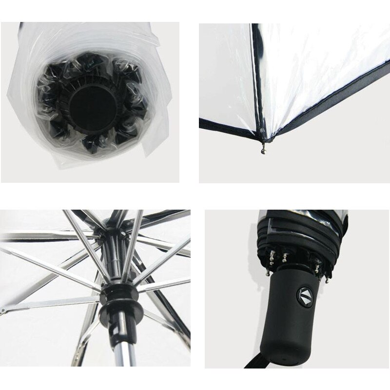 8 rippe transparent regenschirme voll automatische klapp dach für weibliche frauen klar sonnenschirm kompakte outdoor regen paraguas YS004
