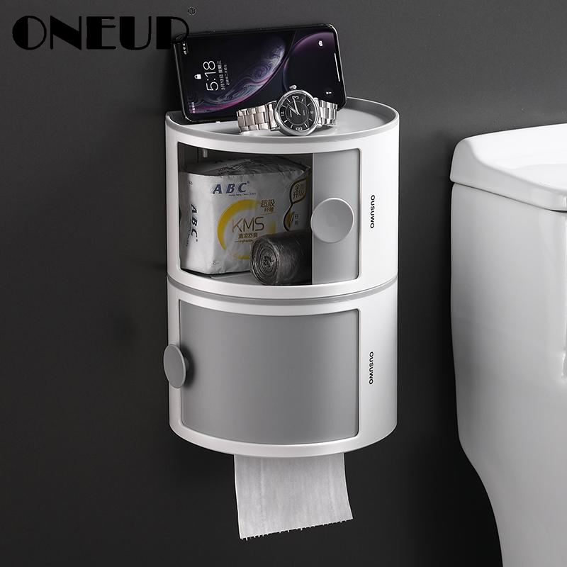 Oneup toiletpapirholder badeværelse arrangør multifunktionsrulle toiletpapir bulk kosmetisk opbevaringsboks wc badeværelse tilbehør