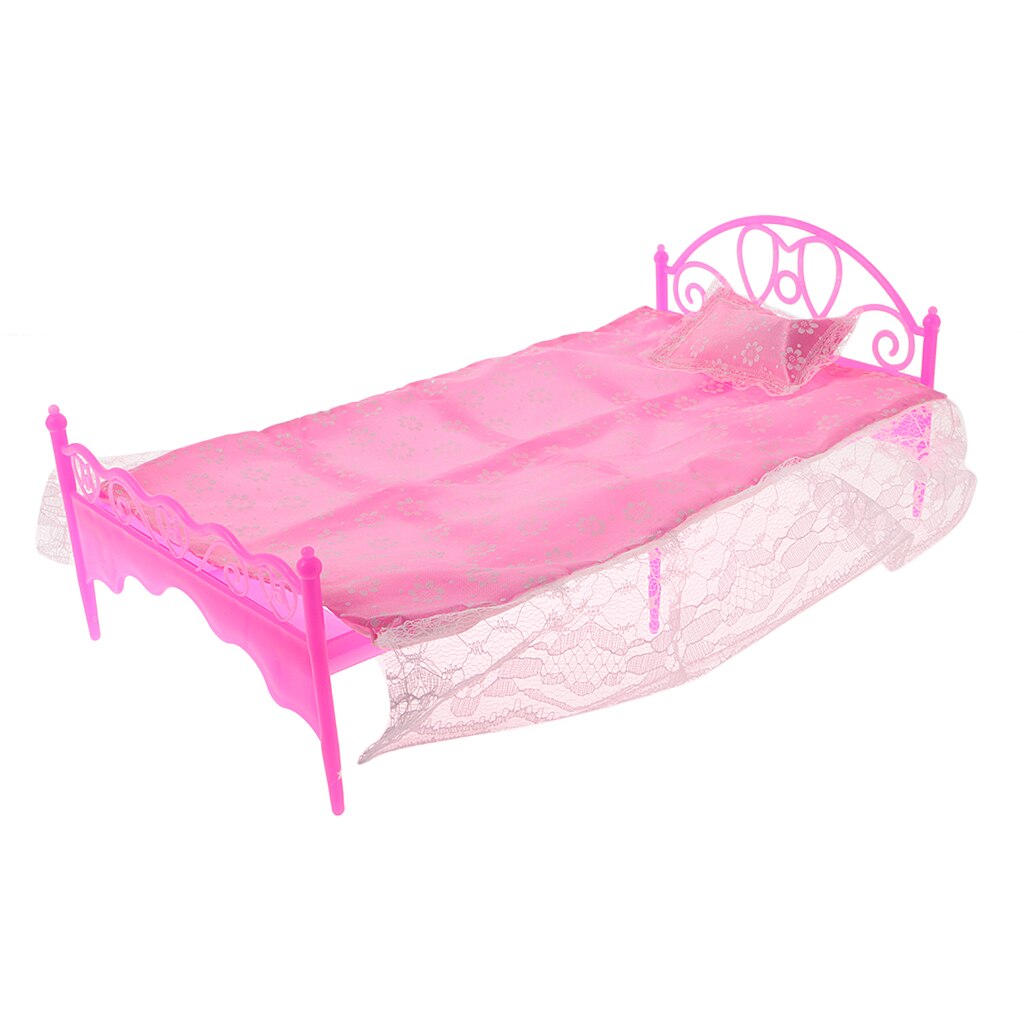 Di modo 1:6 Bilancia Dollhouse Letto Della Principessa del Merletto Cuscino Set di Mobili per la Sorella Bambole Accessori Camera Da Letto Mobili