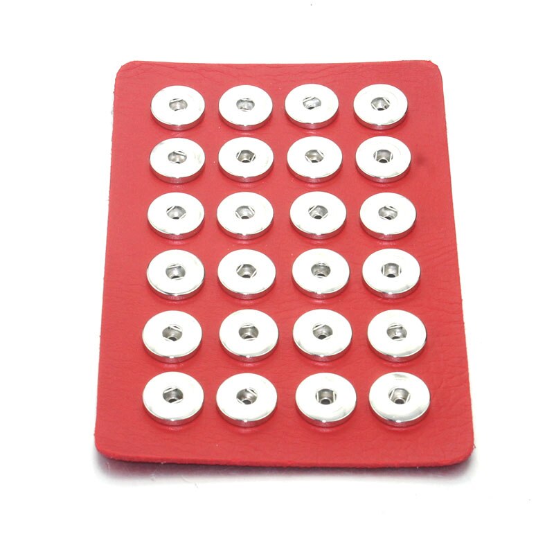 snapp smykker 18mm trykkknapp vise 10 farger svart skinn snapp vise til 24 stk smykker vise holder 8089: Rød