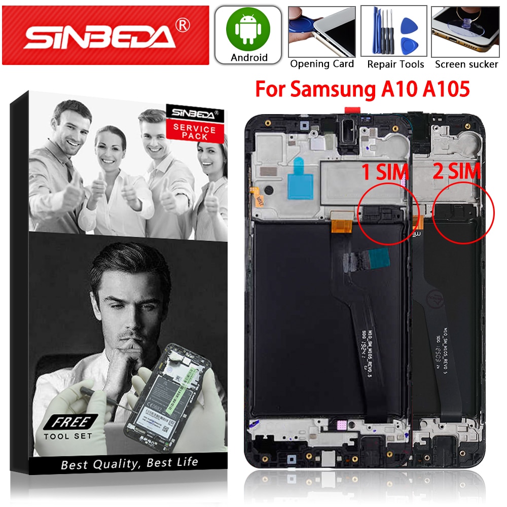 Originele Super Amoled Voor Samsung A10 A105 Lcd Touch Screen Met Frame Voor Samsung Galaxy M10 M105F Lcd-scherm digitizer