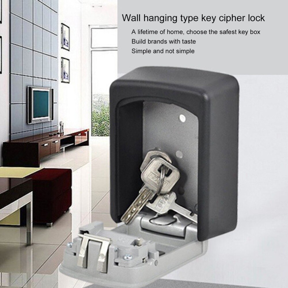 Wall Mounted Code Keys Box Lock 4 Digit Combination Password Key Storage Organizer Box Home Security Alloy Key Box