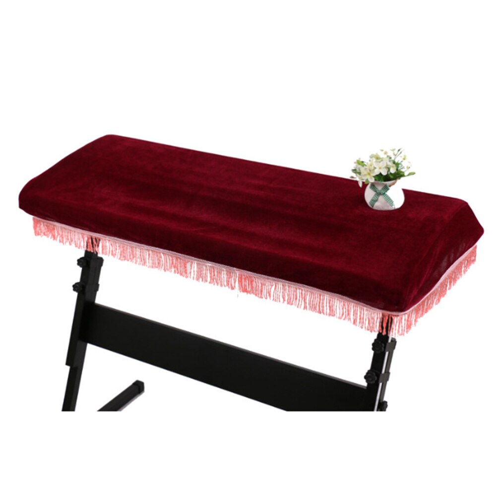 1Pc 61 Key Elektronische Piano Stofkap Met Een Trekkoord Beschermende Voor Piano Toetsenbord (Rood En Willekeurige Kwasten kleur)