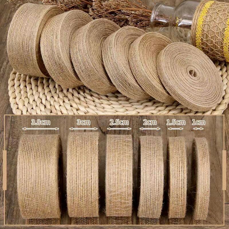 5M 6mm-50mm Natuurlijke Jute Strik Ambachten DIY Vintage Jute Jute Stof Cadeaupapier Naaien Party bruiloft Kerst Decortion