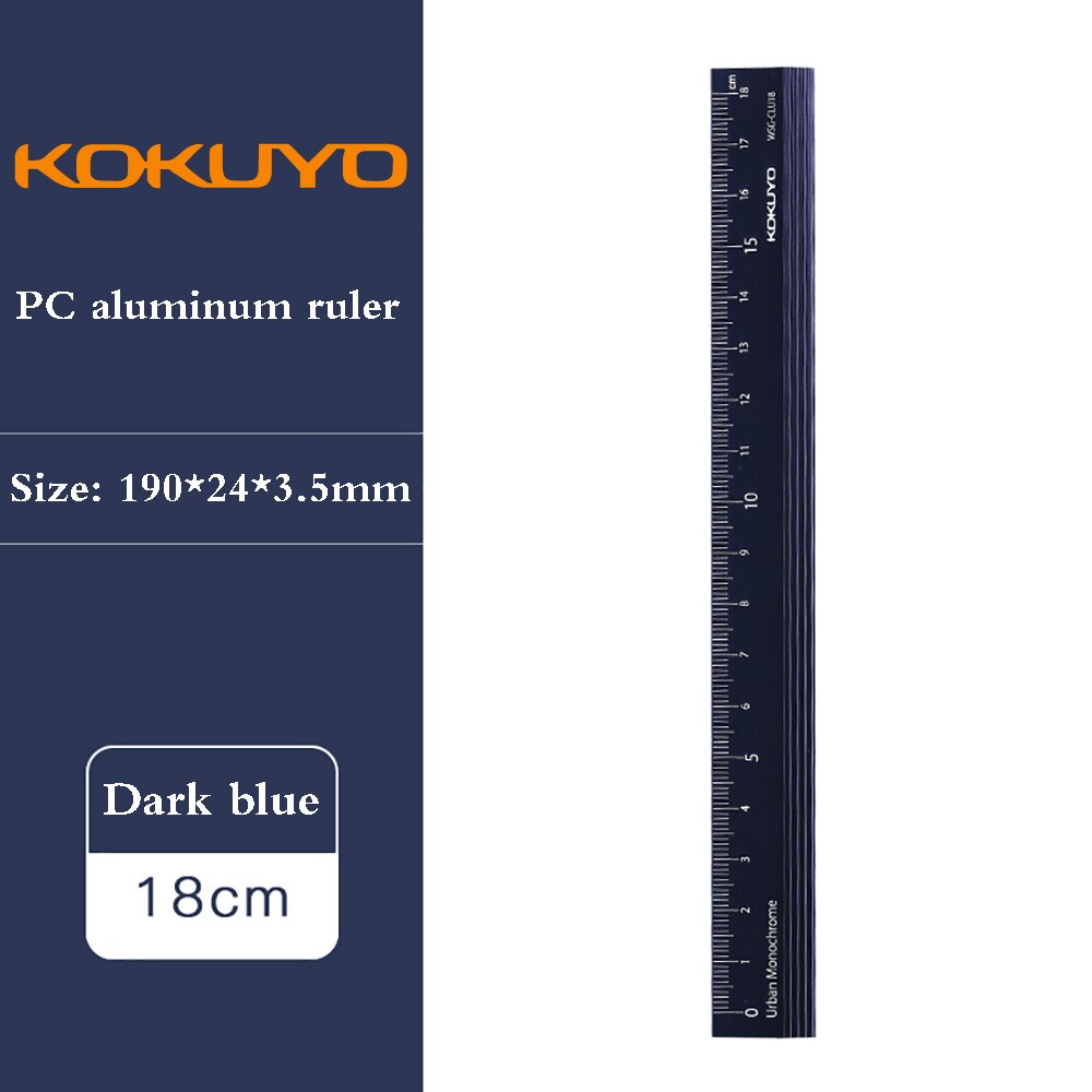1Pcs Japan KOKUYO Campus Aluminum Ruler Art Office Measurement Portable Ruler Clear Translucent Plastic Ruler Durable 18cm: Dark blue