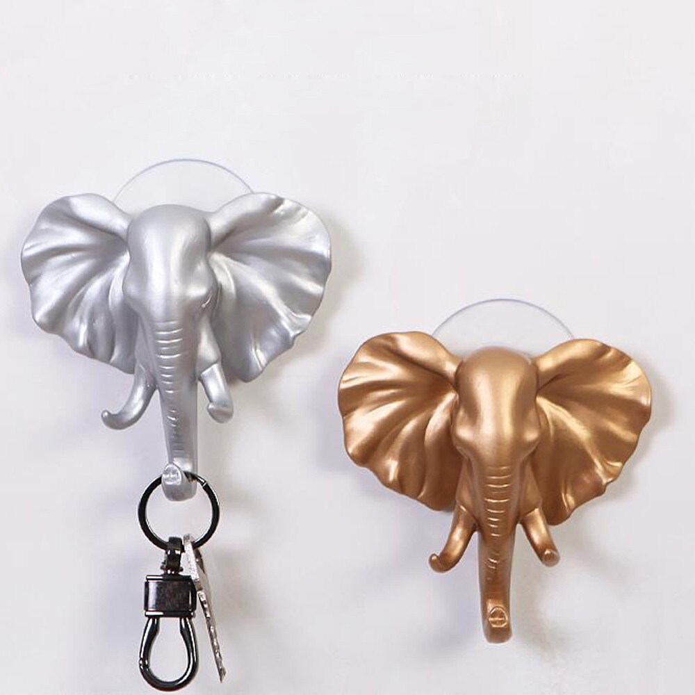 Muur Deur Haak Mooie Olifant Hoofd Zelfklevende Hanger Bag Keys Sticky Holder Voor Jassen Hoeden Handdoeken Opknoping Organisator Decor q3