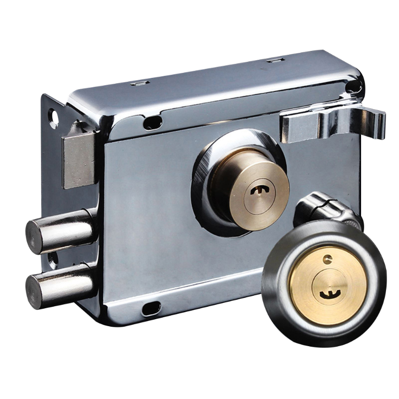 Cerradura de puerta de hierro forjado para Exterior, de media luna candado antirrobo de seguridad con llave, cerradura de puerta de madera, Hardware, cerradura de puerta de dormitorio para el hogar: Right open with side