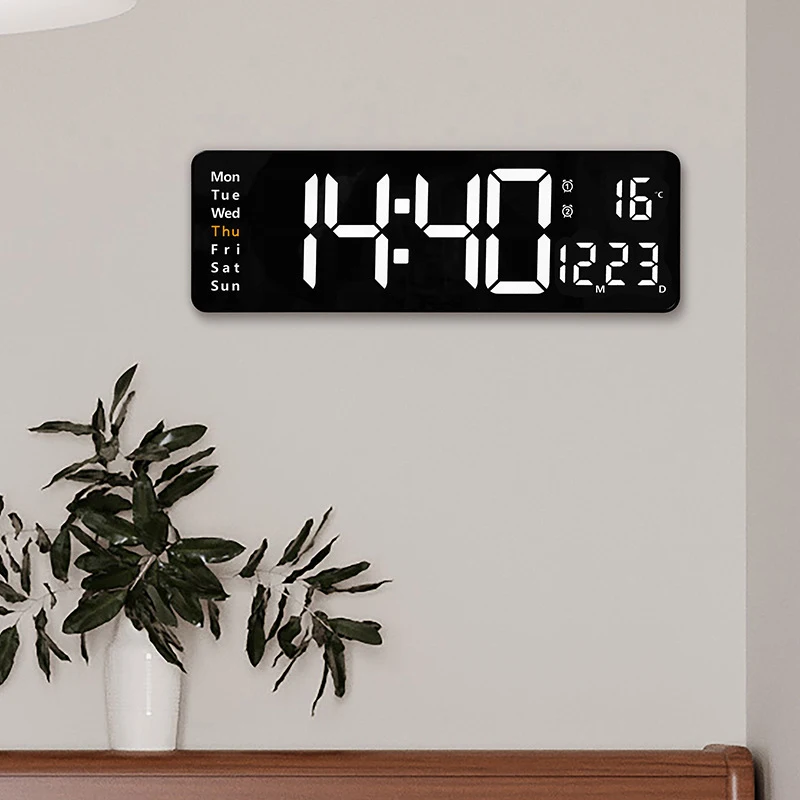 Xiaomi grande horloge murale électronique télécommande température Date mise hors tension mémoire horloge de Table murale double alarmes LED numérique