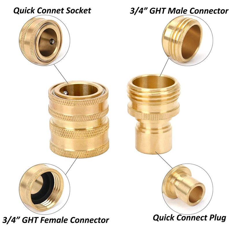 Pressure Washer Adapter Kit Quick Disconnect Kit M22 14mm Rotation to 3/8 Inch Quick Connect, 3/4 Inch Quick Disconnect