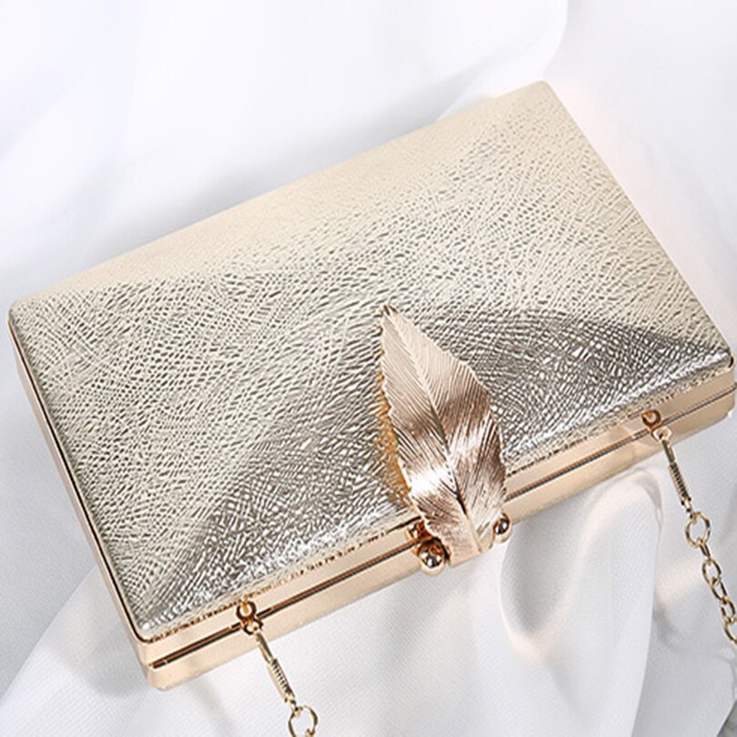 nouvelles femmes fête soirée pochettes PU chaîne épaule sacs à main feuille serrure métal soirée sac à main messager bandoulière sacs