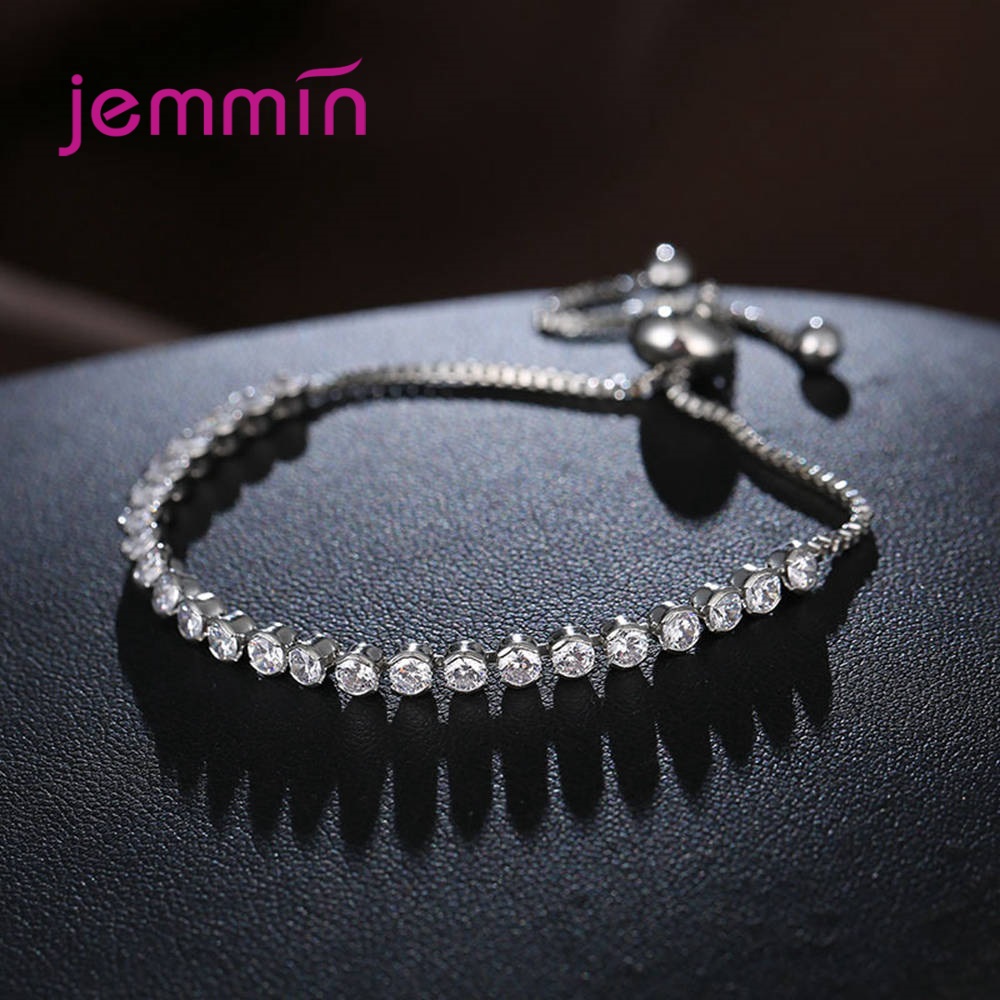 Top Selling Dazzling Crystal Armbanden 925 Sterling Zilveren Ronde Zirconia Kralen Strand Vrouwen Bruiloft Engagement Sieraden