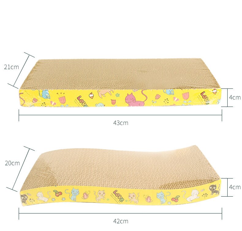 Big-size Cat Scratch Board 4 Shape Cat Toy Double-sided Durable Pet Scratcher Pad Bed Mat with Catnip Toy Claw Care