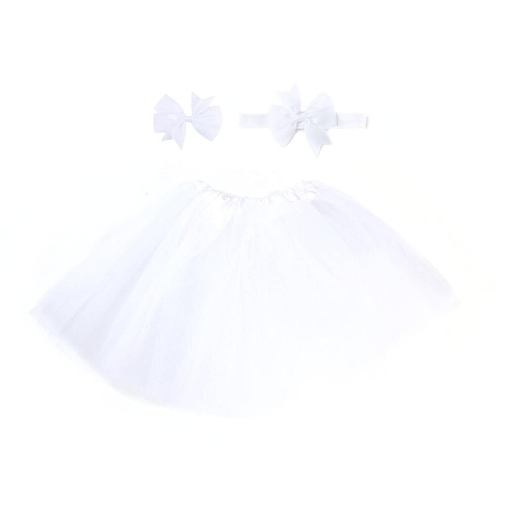 3 Stks/set Snoep Kleur Zachte Baby Meisje Tule Rok Hoofdband Haarspeld Photo Prop Prinses Kerst Dag Leuke Comfortabele Rokken: WHITE