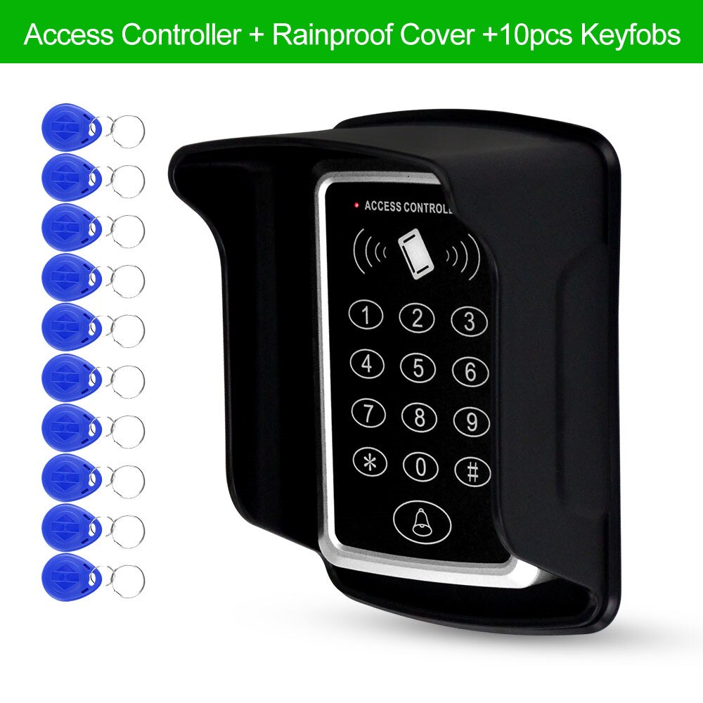 RFID Keypad Door Access Control System Waterproof Protecter Cover Rainproof Outdoor 125KHz EM Card Reader Door Opener 10pcs Keys: keypad cover 10 keys