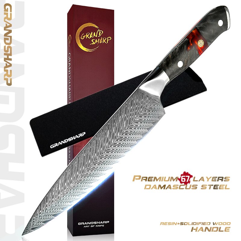 1-5 Pcs Damascus Kitchen Knife Set VG10 Japanese Steel Chef Knives Boning Knife Utility Knife Meat Vegetable Cutter GRANDSHARP: Chef Knife