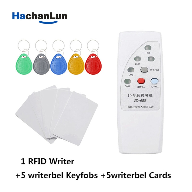 Rfid-kaartlezer, rfid-schrijver, draagbare kaartlezer met 5 kaarten/tags, sleutelhangers, kopieermachine, schrijver, duplicator
