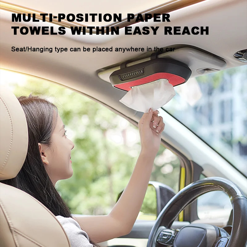 Lederen Auto Tissue Box Telefoonnummer Label Middenconsole Armsteun Servet Box Zonneklep Tissue Box Achterbank Tissue Case Fix Strap