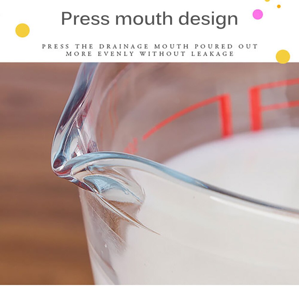 250/500/1000ML Glass Measuring Cup Jug Pour Spout Surface Kitchen Tool Supplies Cup With Graduated Kitchen