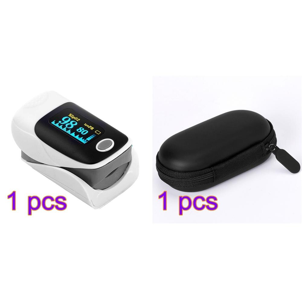 Portable Finger Pulse Oximeter Blood Oxygen Heart Rate SPO2 Meter Battery Powered Digital Fingertip Pulsoximeter for Home Use: grey with bag